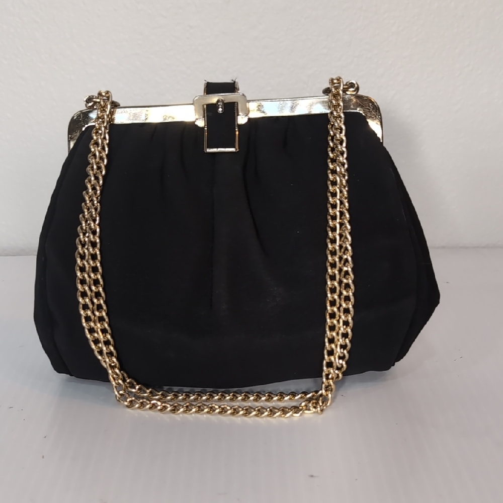 Elegant Black Evening Bag with Gold Chain